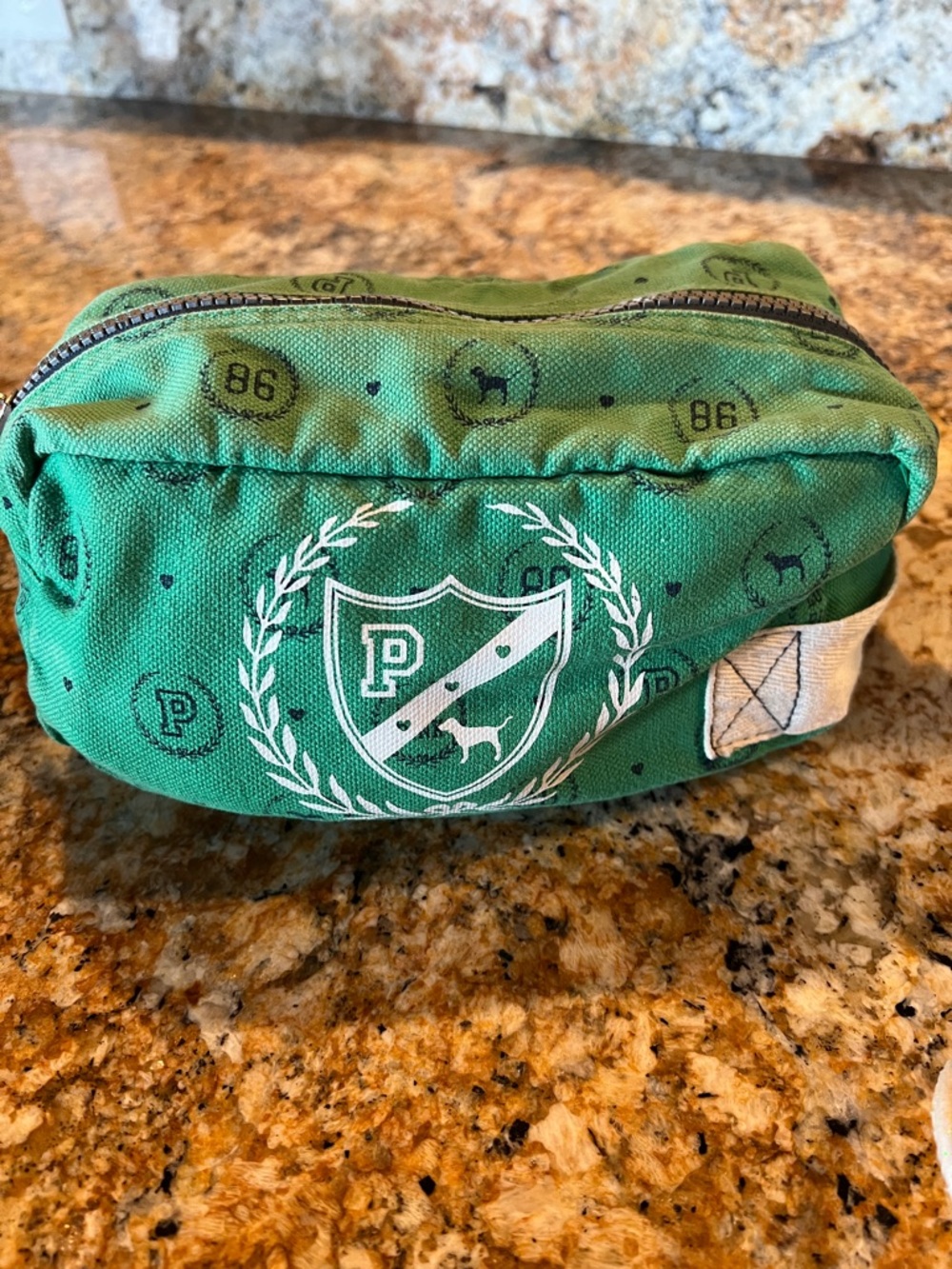 PINK Victoria's Secret Teal Canvas Logo Pouch